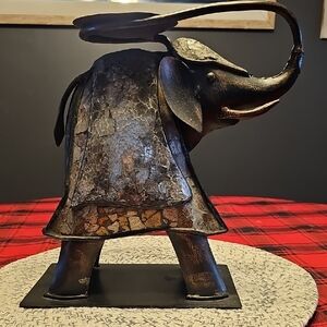 Rustic Elephant Sculpture - Brown and Black